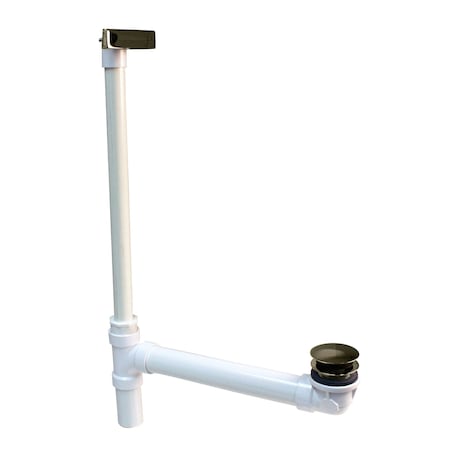 Westbrass Hidden Linear Overflow Sch. 40 PVC Tub Waste, W/ ADA Approved Tip-Toe Drain, in Polished Nickel 493244HLD-05